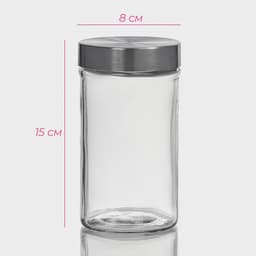 Банка для сыпучих Доляна «Премиум», 550 мл, 15×8 см, с металлической крышкой, стекло, прозрачная
