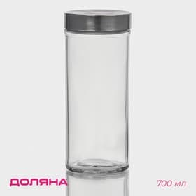 Банка для сыпучих Доляна «Премиум», 700 мл, 20×8 см, с металлической крышкой, стекло, прозрачная