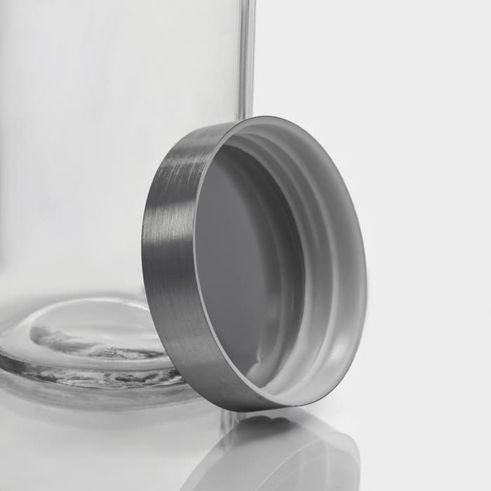 Банка для сыпучих Доляна «Премиум», 700 мл, 20×8 см, с металлической крышкой, стекло, прозрачная