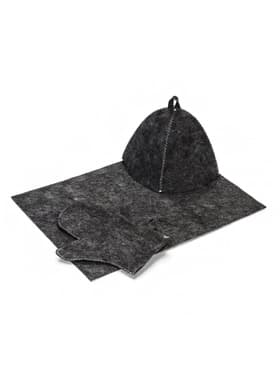 Набор для бани, 3 предмета: шапка, рукавица, коврик, серый, «Добропаровъ»