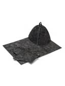 Набор для бани, 3 предмета: шапка, рукавица, коврик, серый, «Добропаровъ»