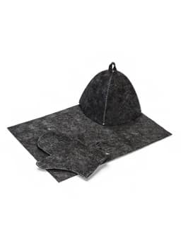 Набор для бани, 3 предмета: шапка, рукавица, коврик, серый, «Добропаровъ»