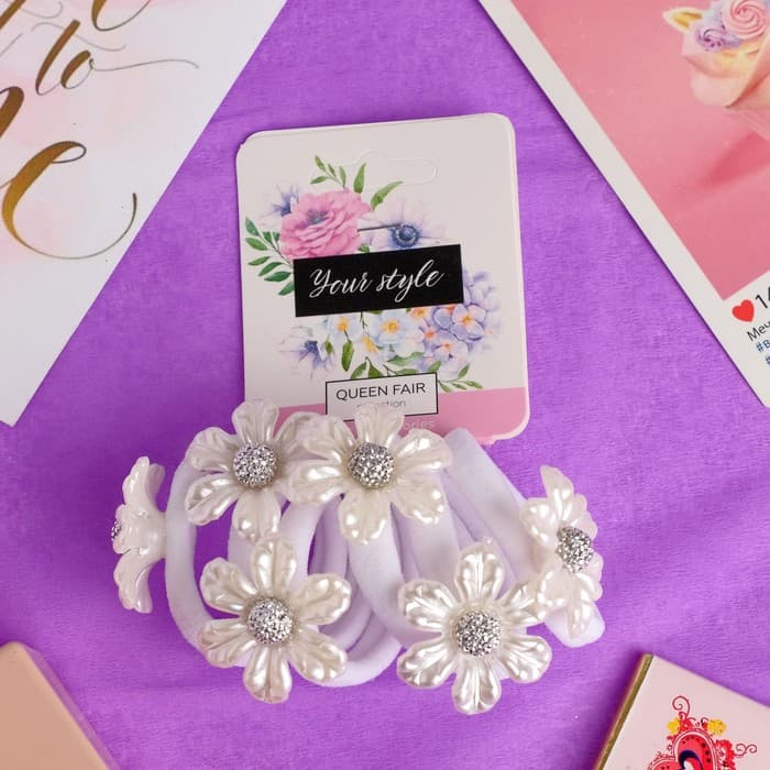 Резинки для волос QF «Беляночка», набор 6 шт., ромашка