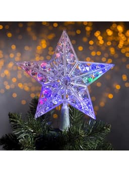 Светодиодная верхушка на ёлку «Звезда белая», 22 см, 15 LED, 220 В, свечение мульти