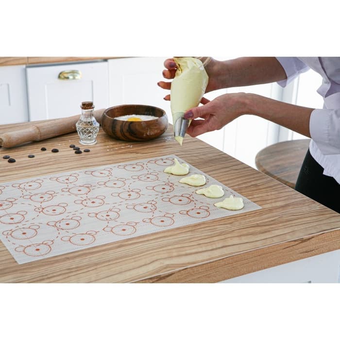 Коврик для выпечки армированный «Макарун. Ушки», силикон, 42×29.5 см