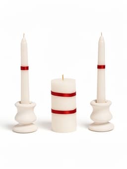 Набор свечей свадебных «Совет да любовь с розой», 3 шт.: красный, родительские 2 шт.-1.8×15 см; очаг 1 шт.-5.2×9.5 см