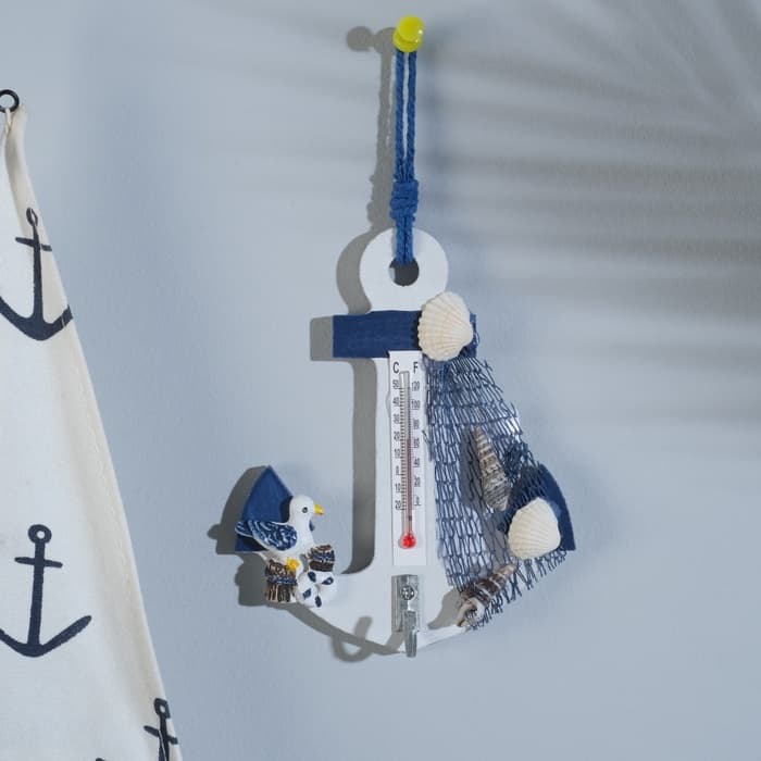 Термометр домашний настенный с крючком «Якорь с чайкой», 12×9.5×2.5 см