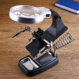 Третья рука для пайки 2.5х, 5х, с подсветкой, 20×21×15 см, 3ААА