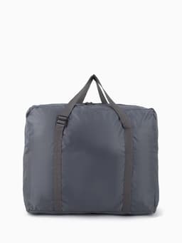 Сумка дорожная на молнии, складная в косметичку, наружный карман, держатель для чемодана, серая, голубая