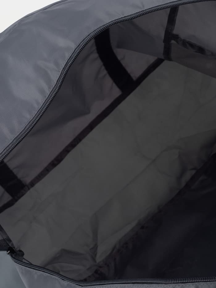 Сумка дорожная на молнии, складная в косметичку, наружный карман, держатель для чемодана, серая, голубая