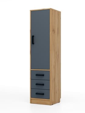 Шкаф – пенал «Клик мебель», с полками, с ящиками, 400×400×1600 мм, цвет дуб вотан/тёмно - серый