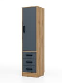 Шкаф – пенал «Клик мебель», с полками, с ящиками, 400×400×1600 мм, цвет дуб вотан/тёмно - серый