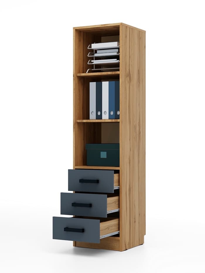Шкаф – пенал «Клик мебель», с полками, с ящиками, 400×400×1600 мм, цвет дуб вотан/тёмно - серый