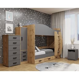 Шкаф – пенал «Клик мебель», с полками, с ящиками, 400×400×1600 мм, цвет дуб вотан/тёмно - серый