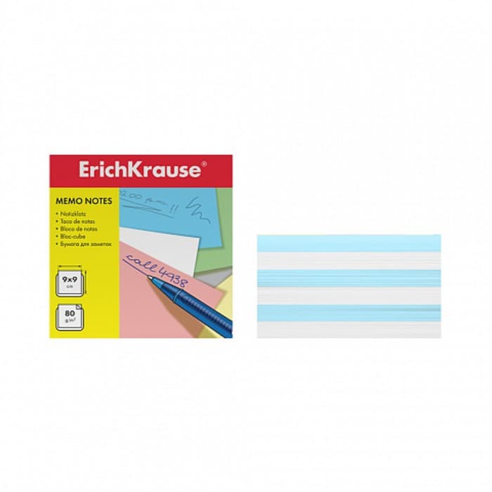 Блок бумаги для записей ErichKrause, 9×9×4.5 см, голубой