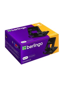 Дырокол металлический 40 листов, Berlingo, с линейкой, чёрный