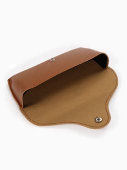 Футляр для очков на кнопке, 16×3.5×6.5 см, коричневый