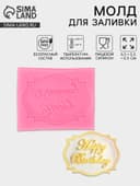 Молд для заливки Happy Birthday, силикон, 6.5×5.5×0.5 см, розовый
