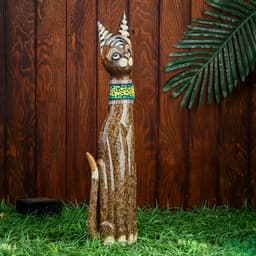 Сувенир «Кошка в зелёном ошейнике со стразами», 60×12×6 см, дерево
