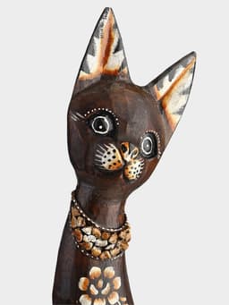 Сувенир «Кошка в ошейнике из камней и с расписным цветком», 60×12×6 см, дерево