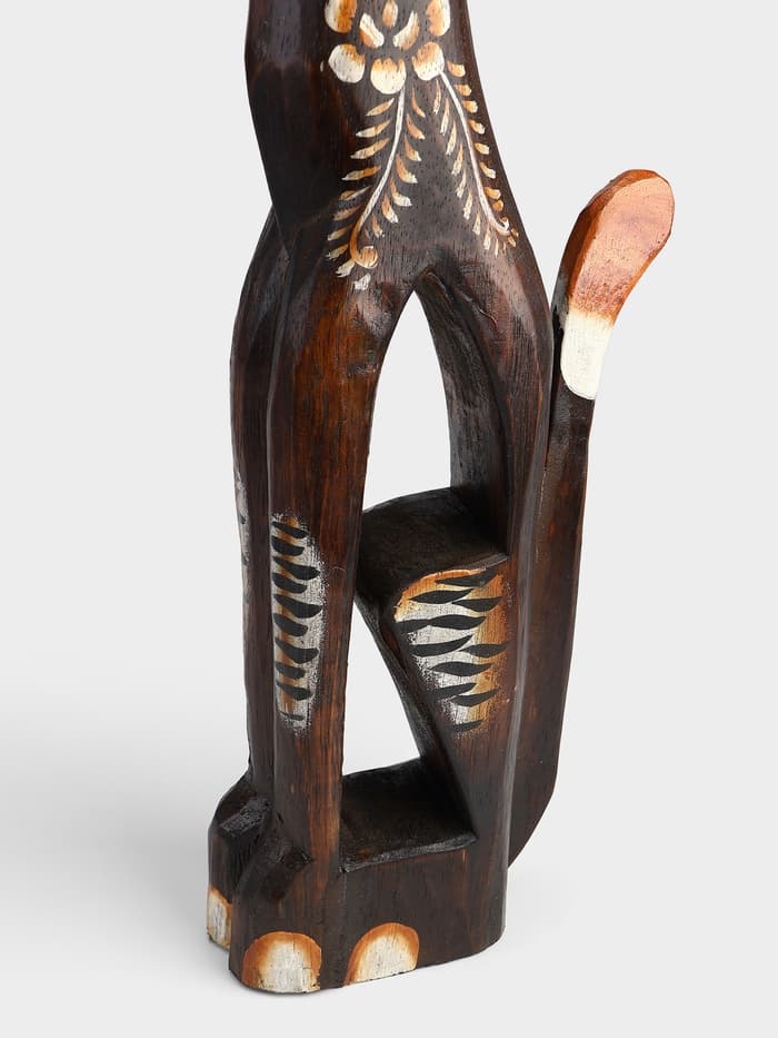 Сувенир «Кошка в ошейнике из камней и с расписным цветком», 60×12×6 см, дерево