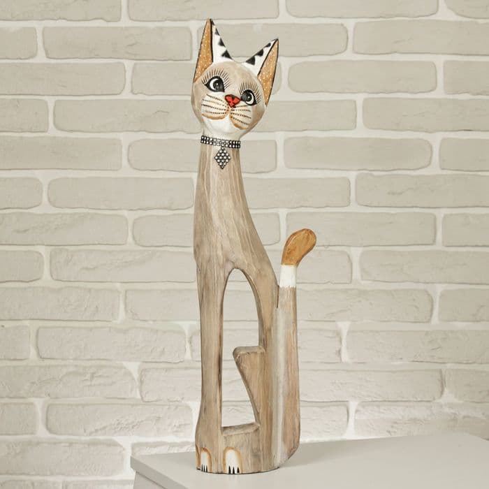 Сувенир «Кошка в ошейнике», 60×12×6 см, дерево