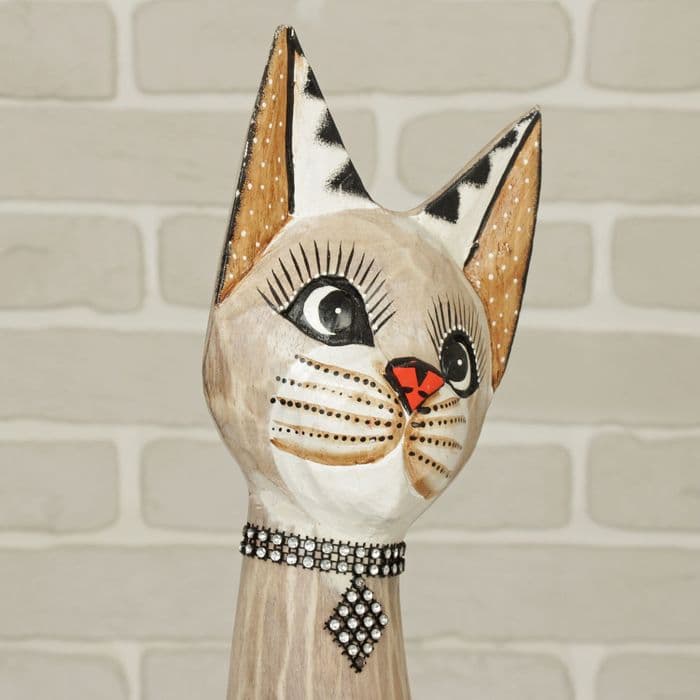 Сувенир «Кошка в ошейнике», 60×12×6 см, дерево