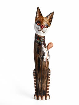 Сувенир «Серая кошка в ошейнике с ящерками», 60×12×6 см, дерево