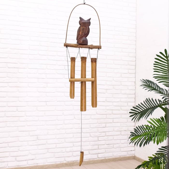 Музыка ветра «Сова», 83×20×4 см, бамбук, МИКС