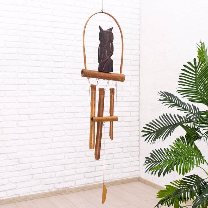 Музыка ветра «Сова», 83×20×4 см, бамбук, МИКС