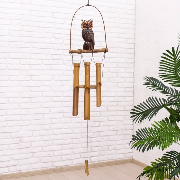 Музыка ветра «Сова», 83×20×4 см, бамбук, МИКС