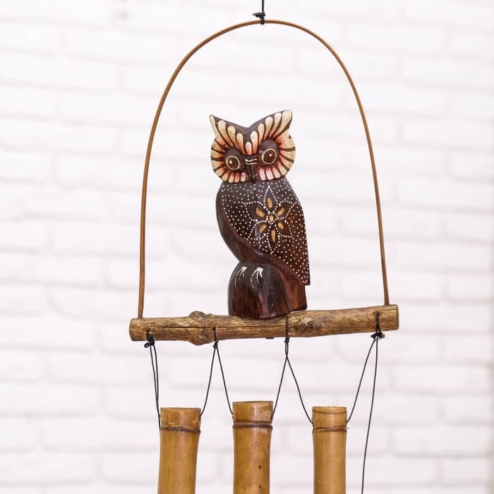 Музыка ветра «Сова», 83×20×4 см, бамбук, МИКС