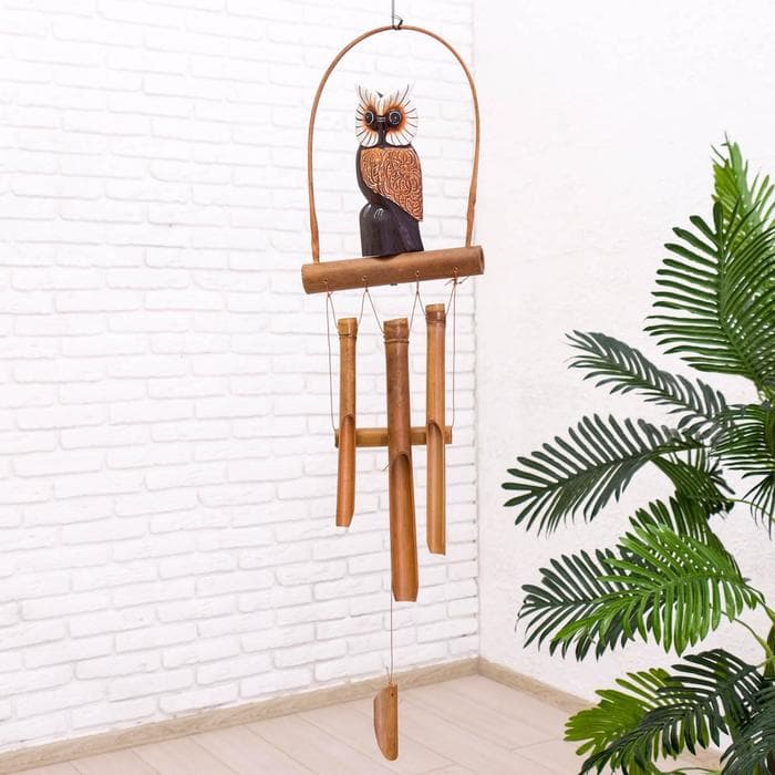 Музыка ветра «Сова», 83×20×4 см, бамбук, МИКС