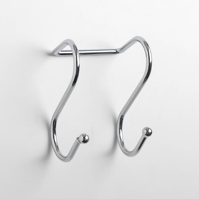 Набор крючков для рейлинга двойной, 2 шт., d=2.5 см, хромированный