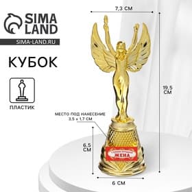 Кубок наградная фигура Ника «Самая лучшая жена», пластик, золото, 19.5 см