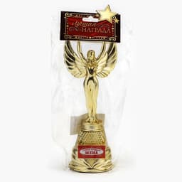 Кубок наградная фигура Ника «Самая лучшая жена», пластик, золото, 19.5 см