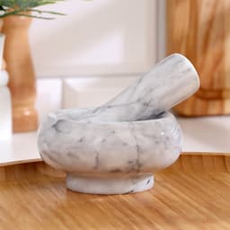 Ступка с пестиком, 75 мл, 5 см, камень, белая