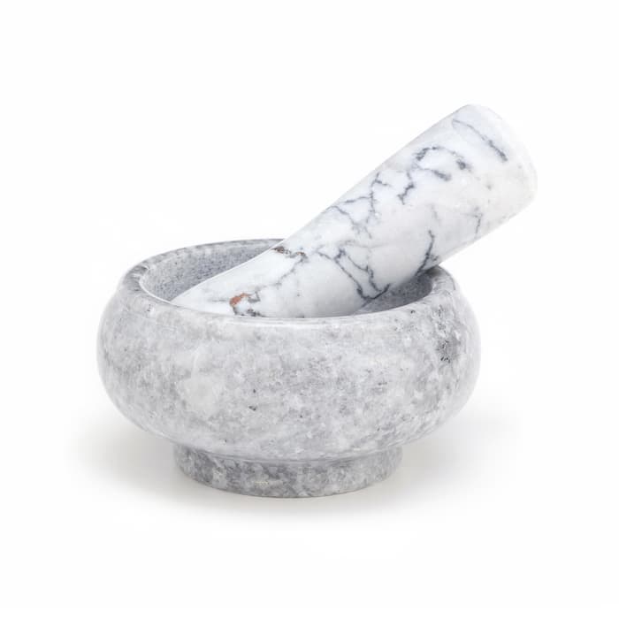 Ступка с пестиком, 75 мл, 5 см, камень, белая