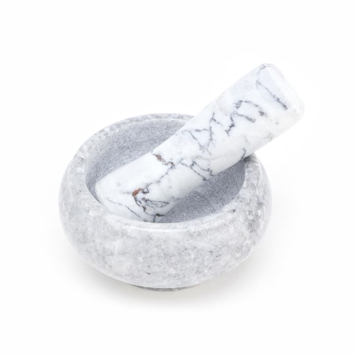 Ступка с пестиком, 75 мл, 5 см, камень, белая