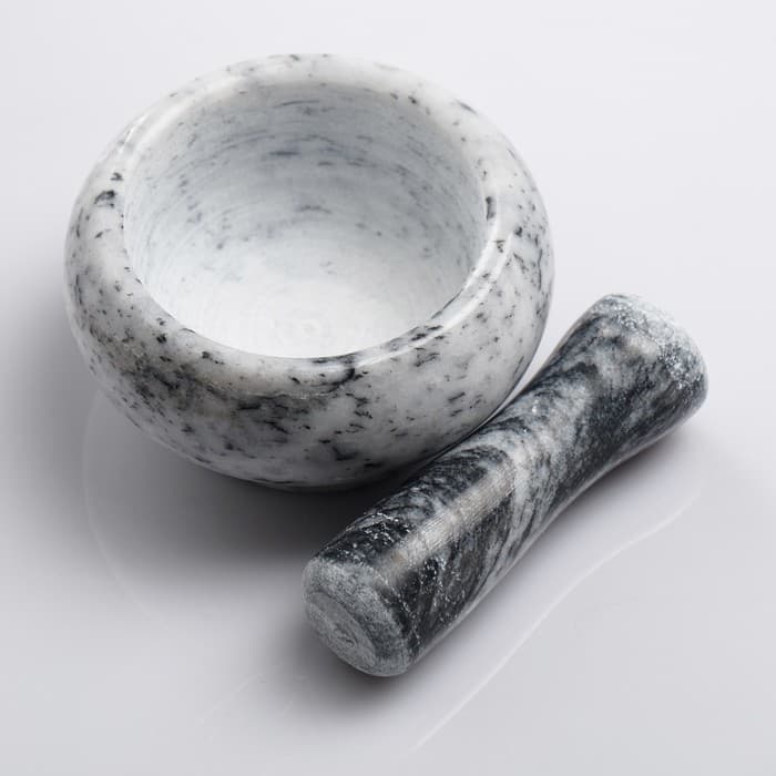 Ступка с пестиком, 75 мл, 5 см, камень, белая