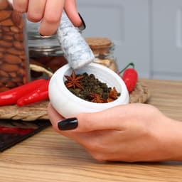 Ступка с пестиком, 75 мл, 5 см, камень, белая