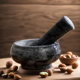 Ступка с пестиком, 75 мл, d=8 см, h=5 см, пестик 9 см, камень, чёрная