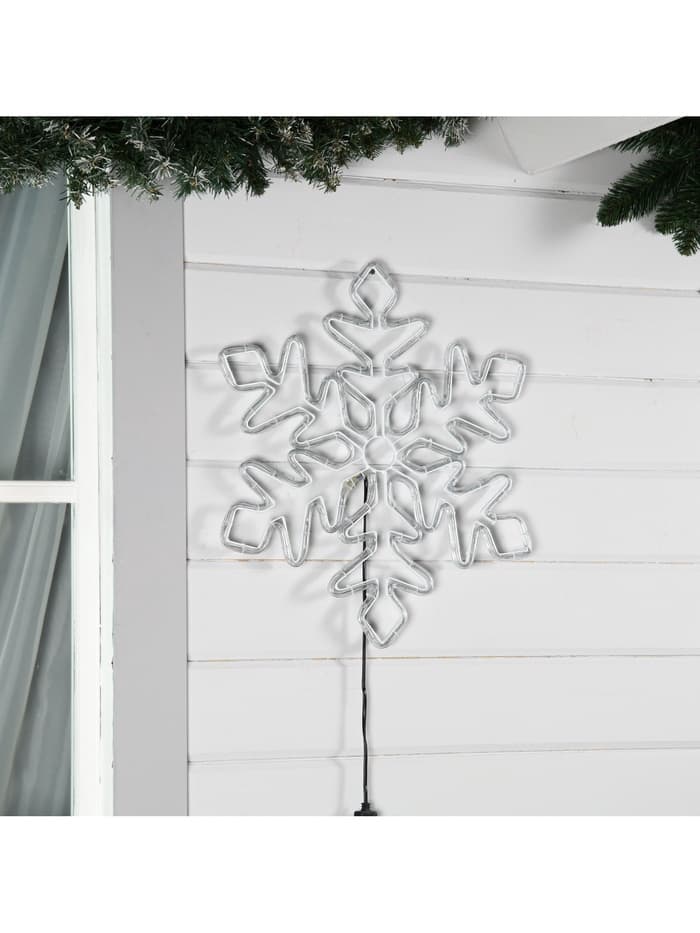 Светодиодная фигура «Снежинка», 54 см, дюралайт, 120 LED, 220 В, мерцание, свечение синий/белый