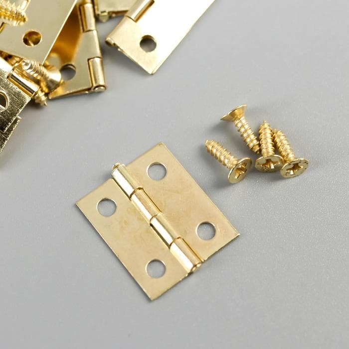 Петля для шкатулки металл с прямыми углами, под золото, набор 17 шт., 1×1.5 см