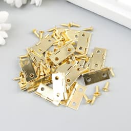 Петля для шкатулки металл с прямыми углами, под золото, набор 17 шт., 1×1.5 см