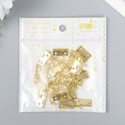 Петля для шкатулки металл с прямыми углами, под золото, набор 17 шт., 1×1.5 см