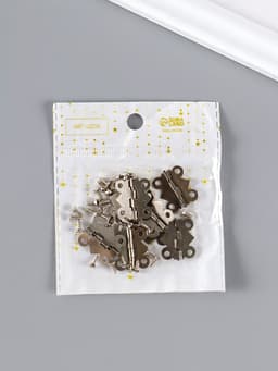 Петля для шкатулки (ключницы), металл, фигурная, под серебро, набор 8 шт., 2×2.1 см