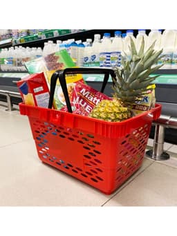 Корзина покупательская пластиковая, 20 л, 2 пластиковые ручки, красная