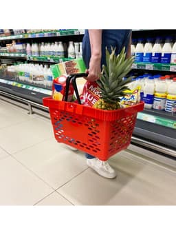 Корзина покупательская пластиковая, 20 л, 2 пластиковые ручки, красная