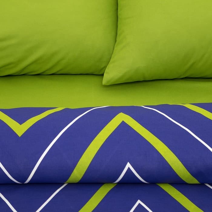 Постельное бельё 2-спальное «Этель. Зелёно-синие зигзаги», поплин